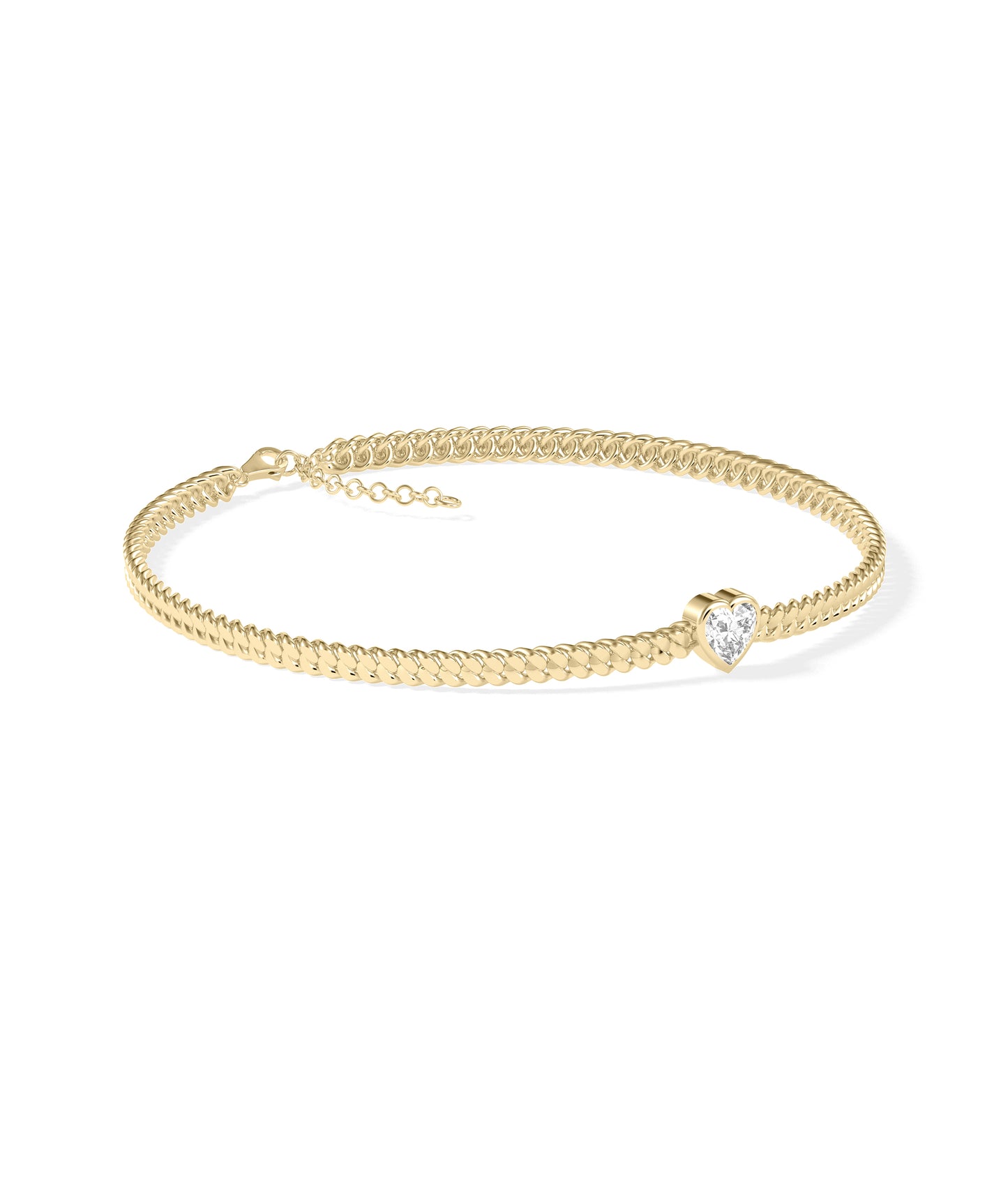 Solitaire Curb Link Bracelet- diamond bangle bracelet