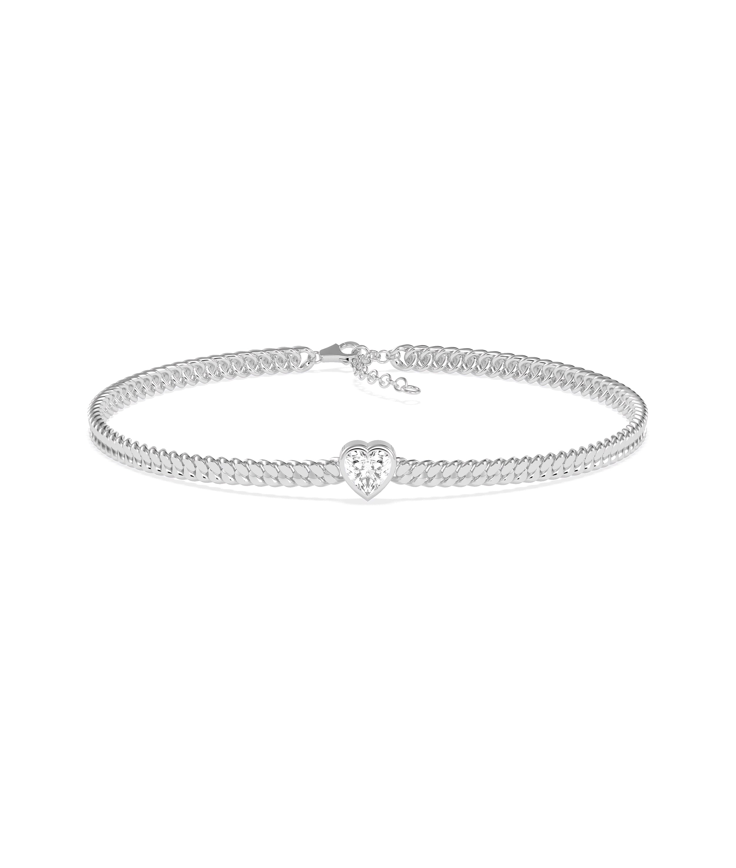 Solitaire Curb Link Bracelet- diamond bangle bracelet