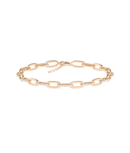 Diamond Paper Clip Bracelet | Gold Bracelet