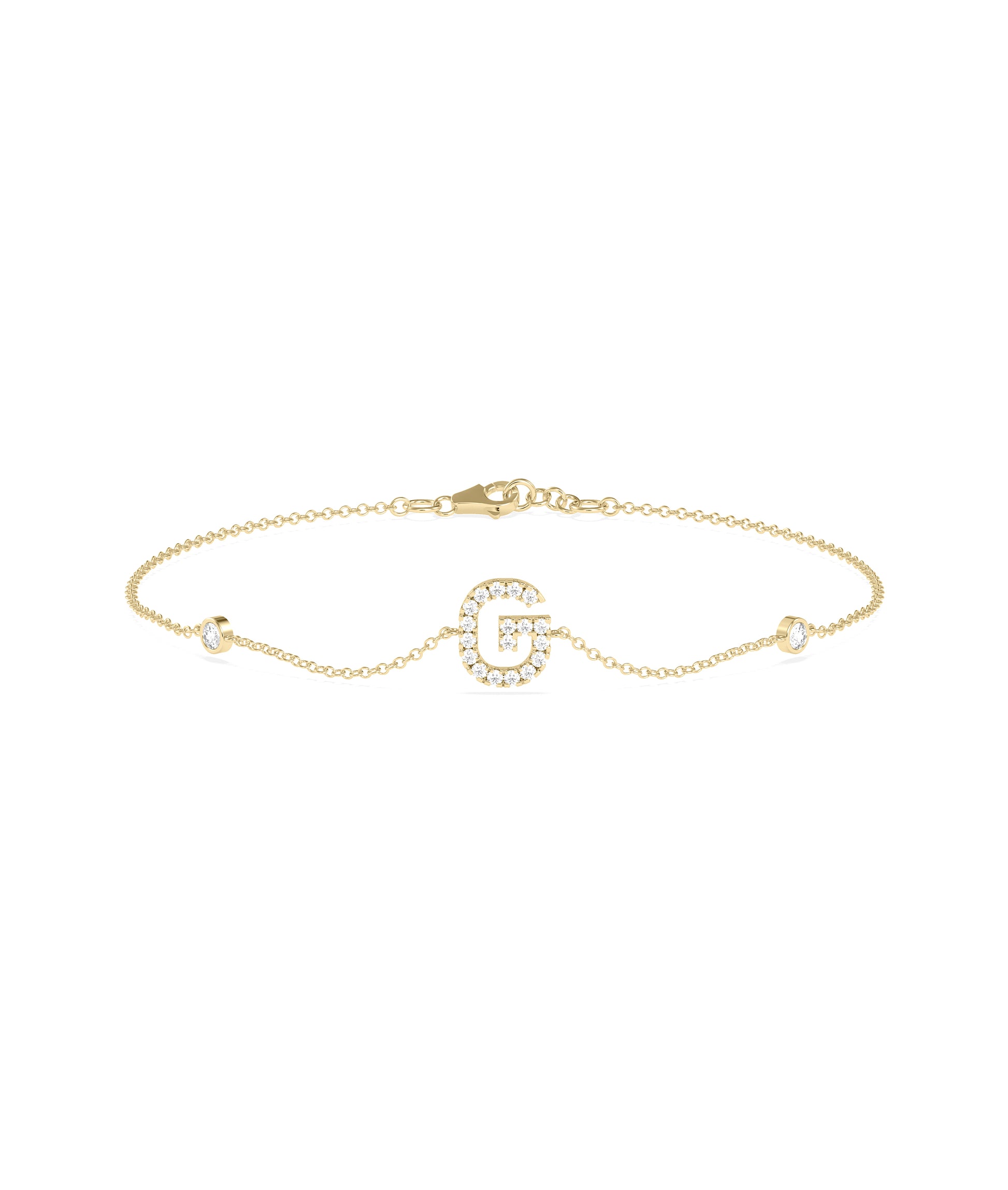 Diamond Initial Cable Link Bracelet- gold bracelet