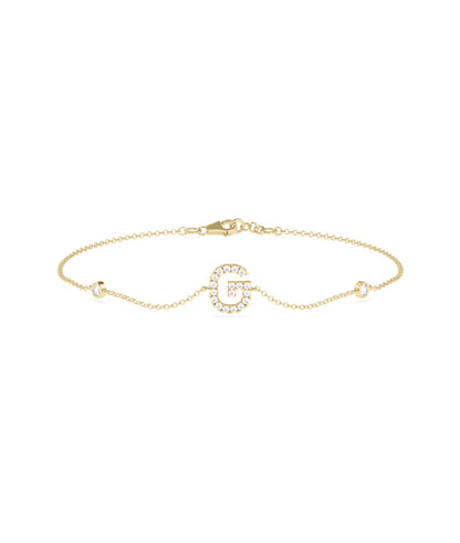 Diamond Initial Cable Link Bracelet- gold bracelet