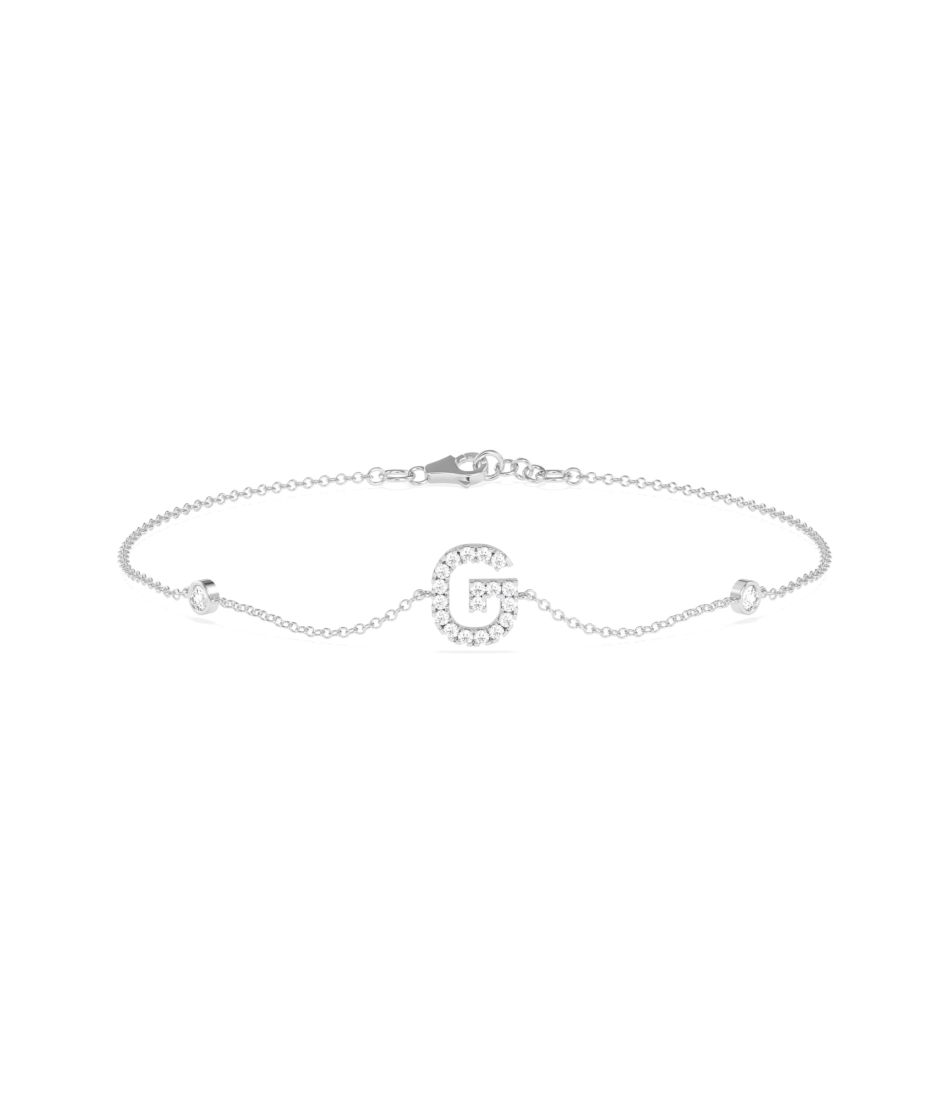 Diamond Initial Cable Link Bracelet- gold bracelet