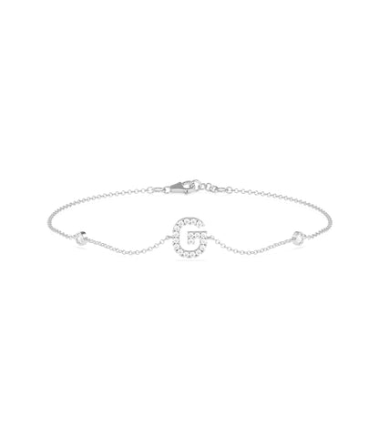 Diamond Initial Cable Link Bracelet- gold bracelet