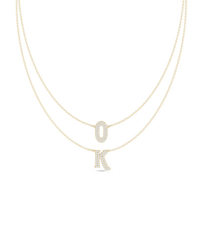 Custom Diamond Pave Initial Necklace - Everyday Jewelry