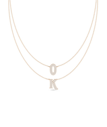 Custom Diamond Pave Initial Necklace - Everyday Jewelry