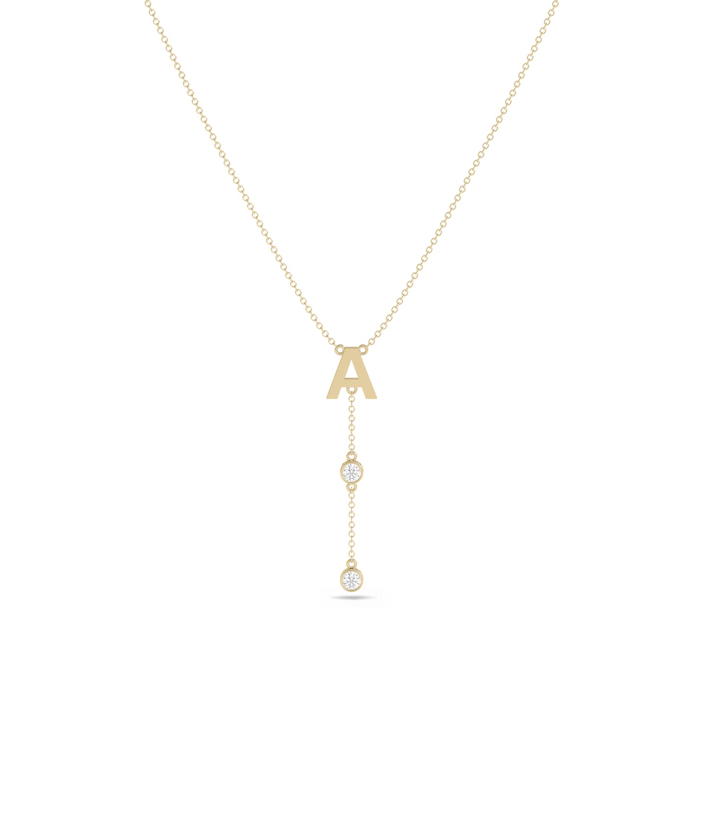 Gold Initial & Solitaire Diamond Necklace - Everyday Jewelry