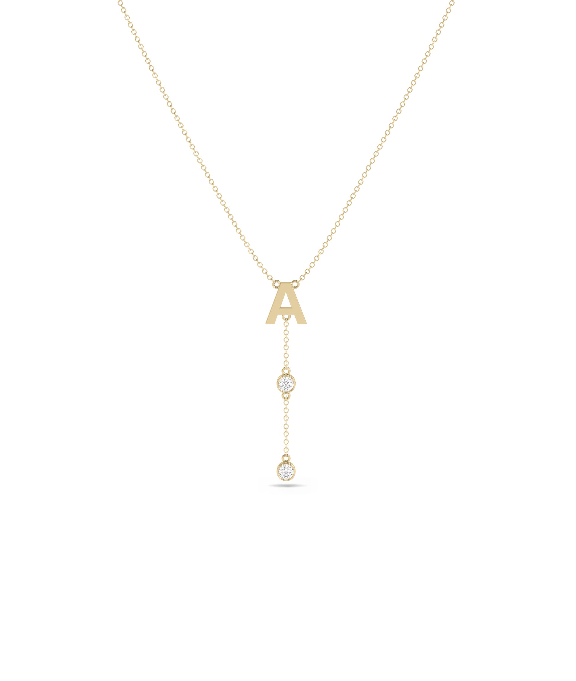 Gold Initial & Solitaire Diamond Necklace - Everyday Jewelry