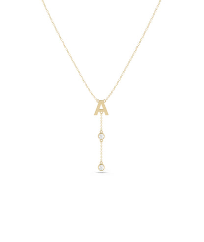 Gold Initial & Solitaire Diamond Necklace - Everyday Jewelry