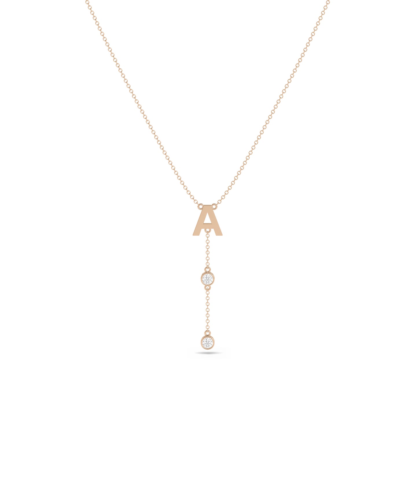 Gold Initial & Solitaire Diamond Necklace - Everyday Jewelry