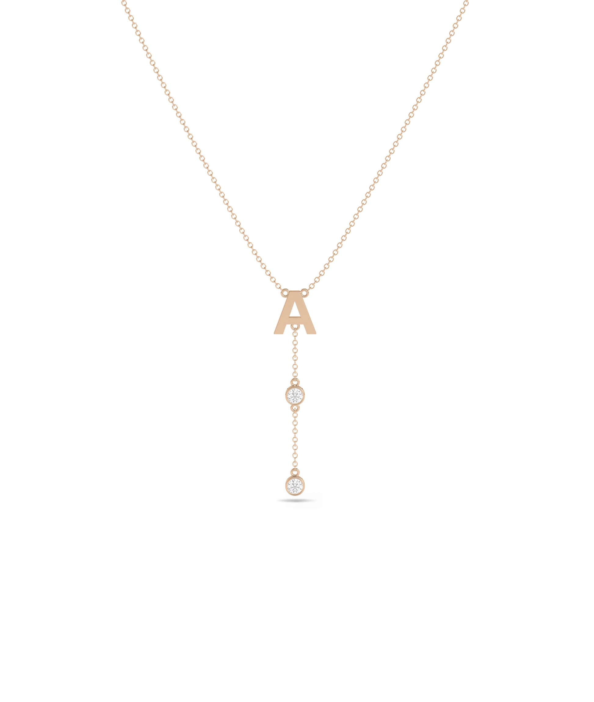 Gold Initial & Solitaire Diamond Necklace - Everyday Jewelry