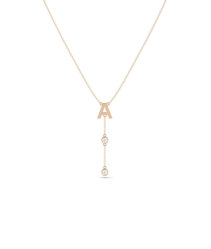 Gold Initial & Solitaire Diamond Necklace - Everyday Jewelry