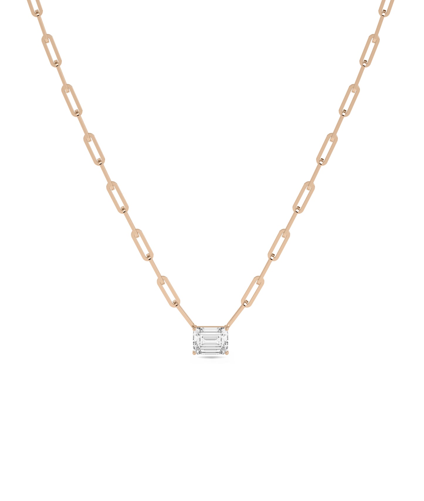 Lab Diamond Solitaire Paper Clip Necklace