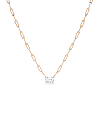 Lab Diamond Solitaire Paper Clip Necklace