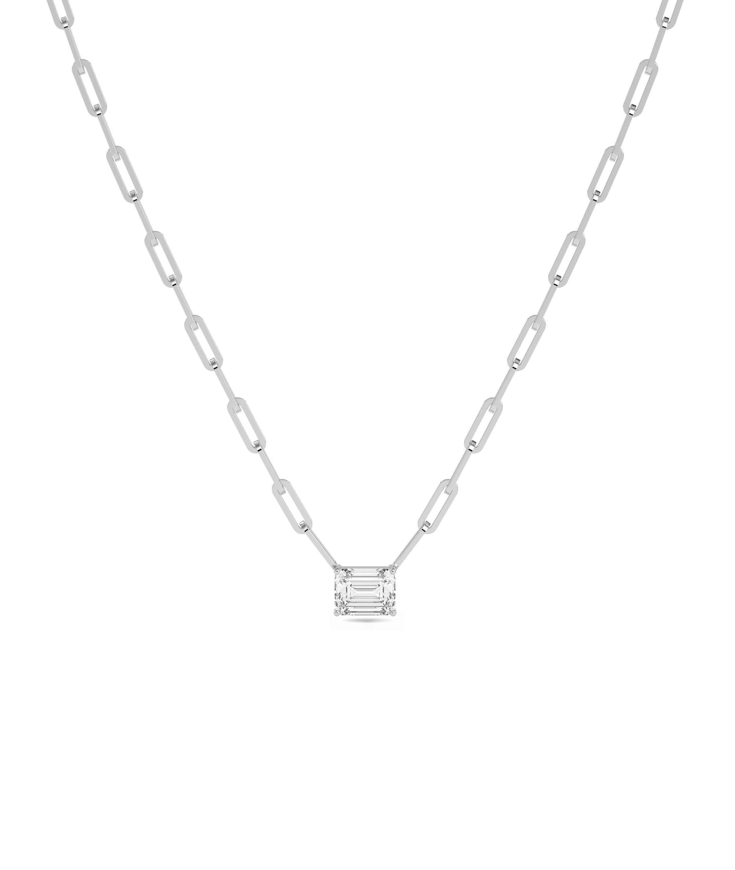 Lab Diamond Solitaire Paper Clip Necklace