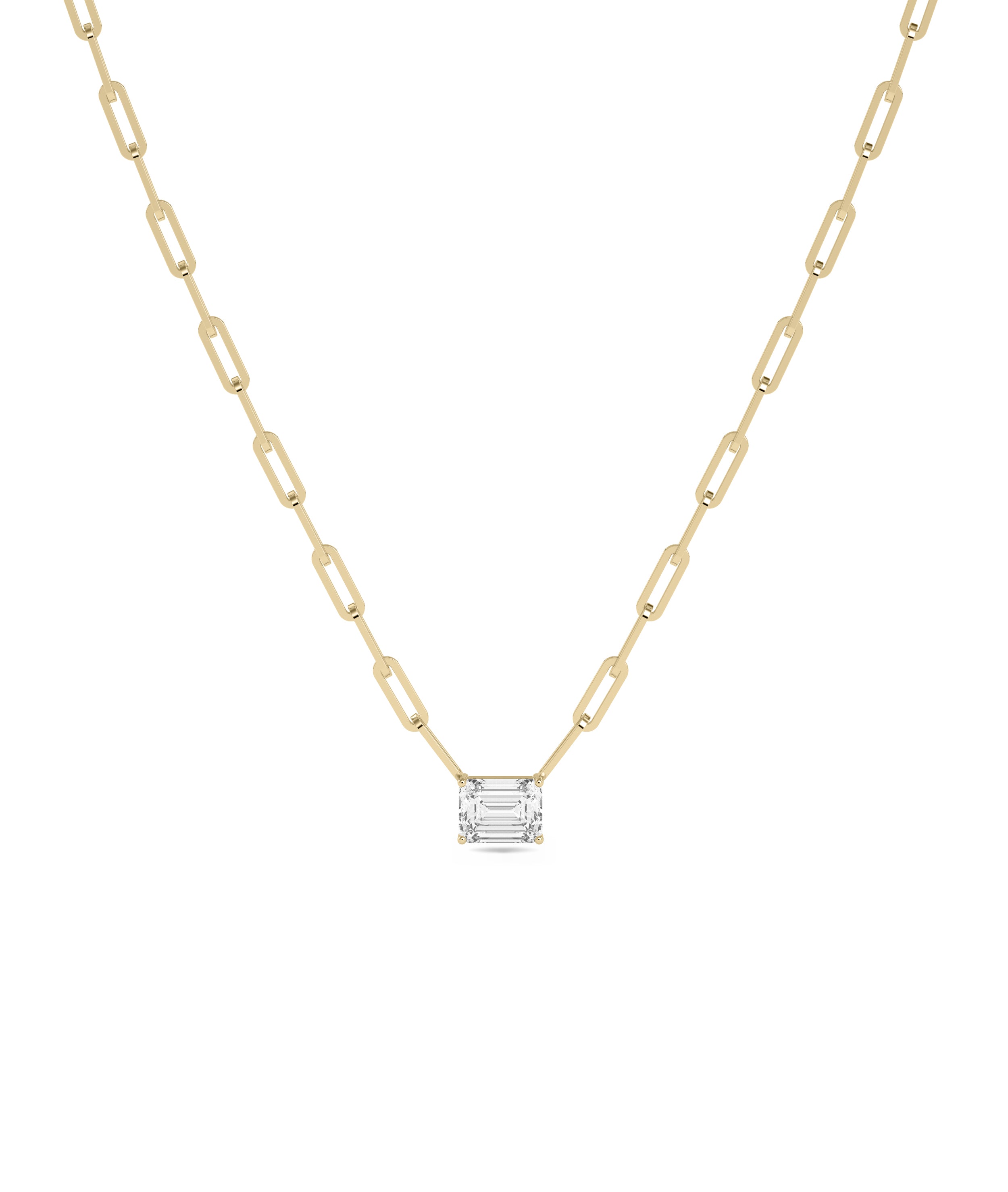 Lab Diamond Solitaire Paper Clip Necklace