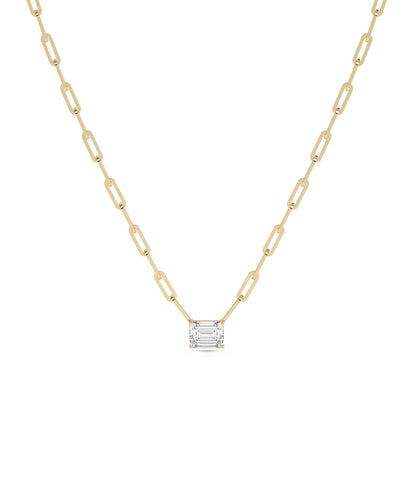 Lab Diamond Solitaire Paper Clip Necklace