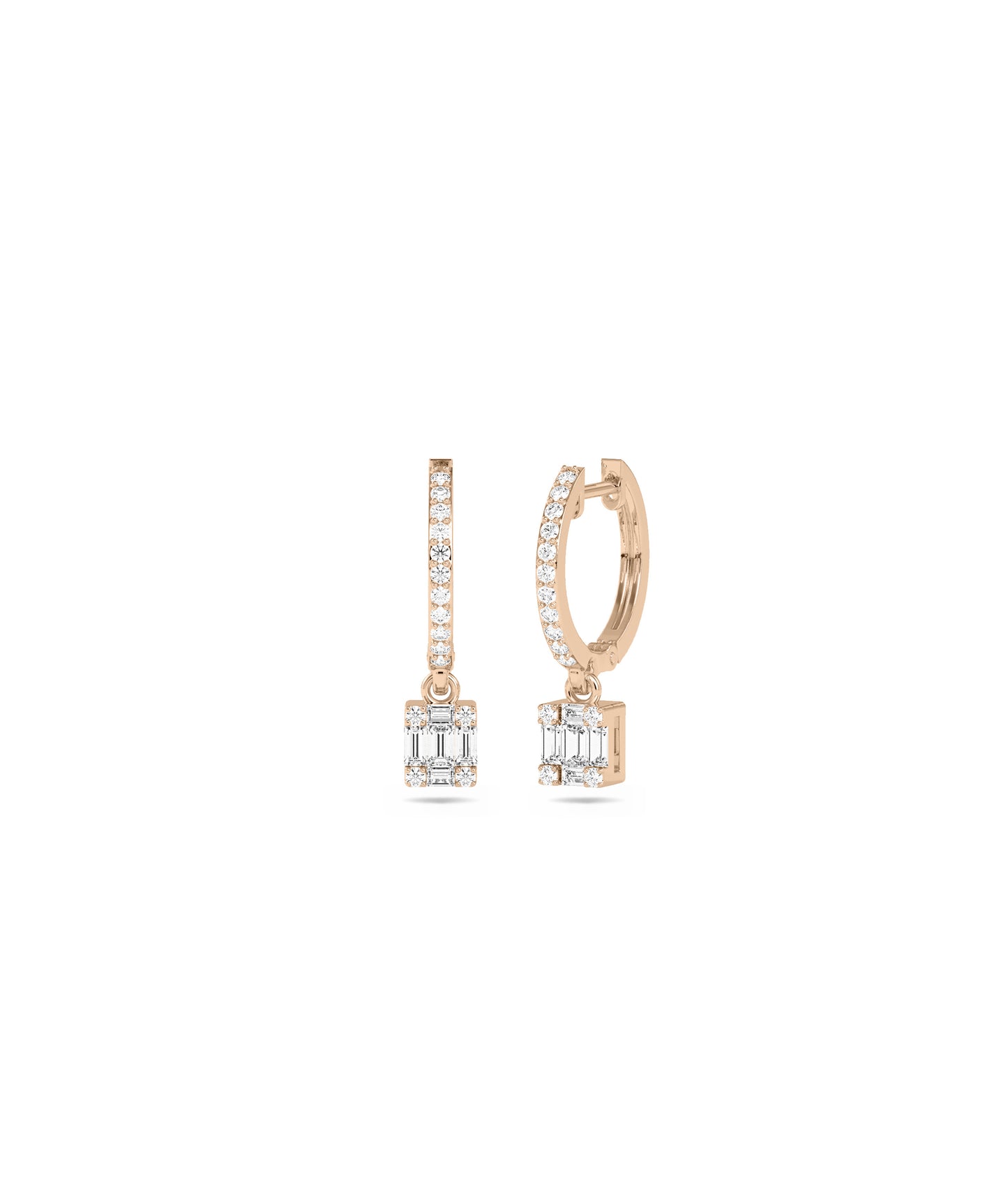 Diamond Hoop with Illusion Set Dangle Earring | Everyday Diamond Earrings