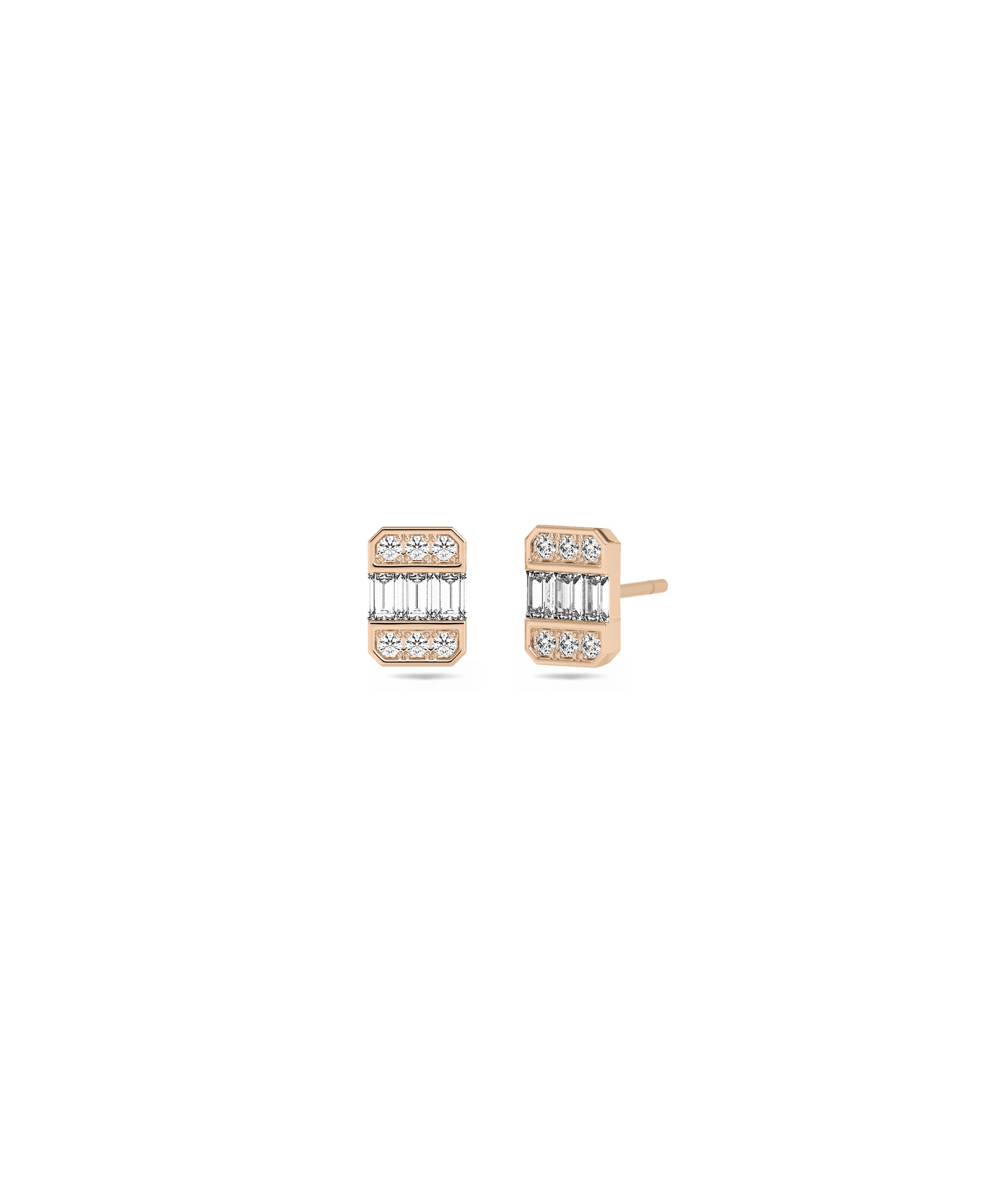 Diamond Emerald Cut Stud Earring | Diamond Earrings