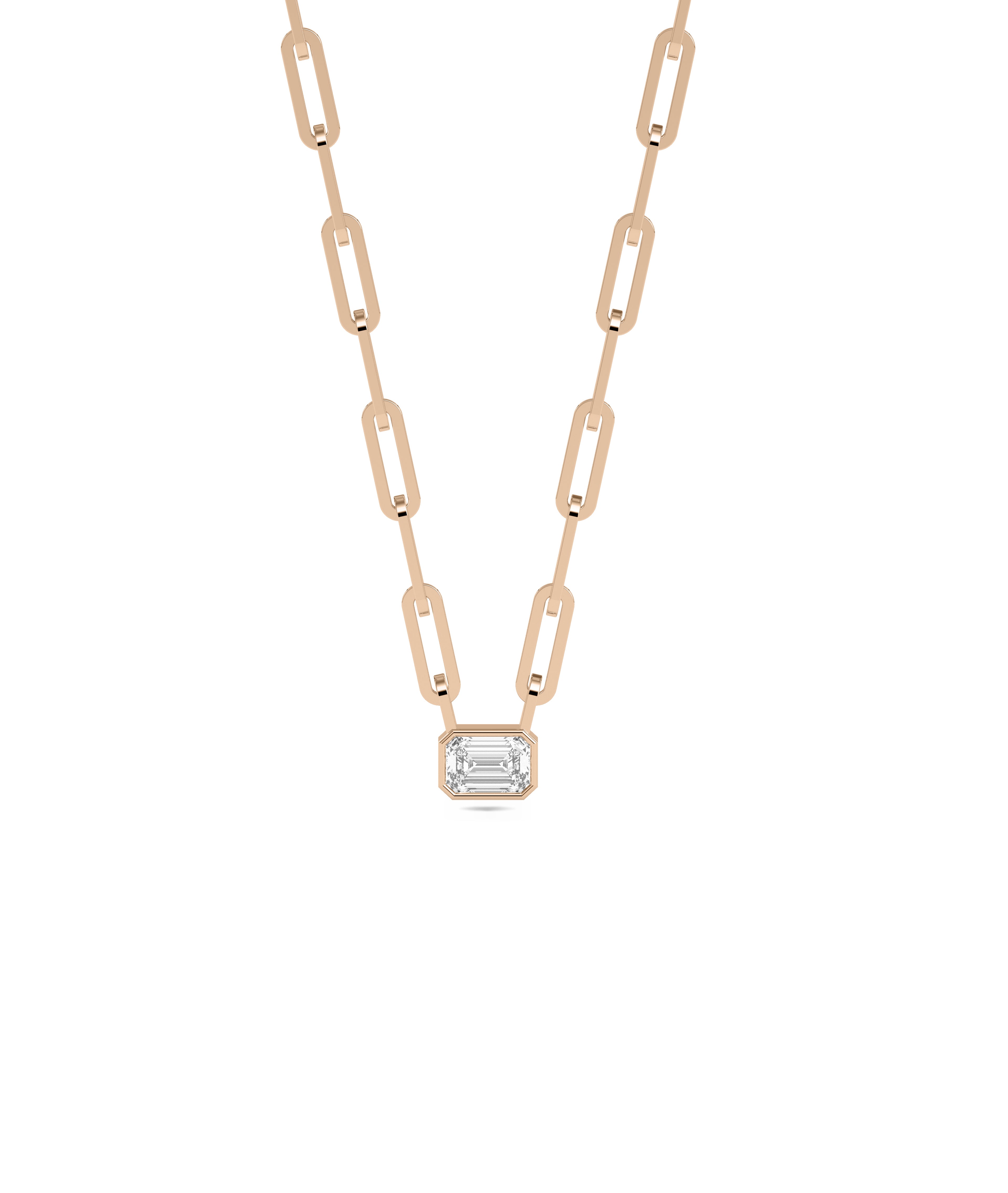 Diamond Bezel Solitaire Paper Clip Necklace - Everyday Jewelry