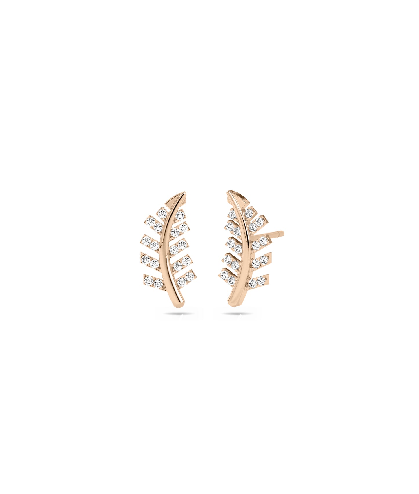 Diamond Leaf Studs | Minimalist Diamond Earrings