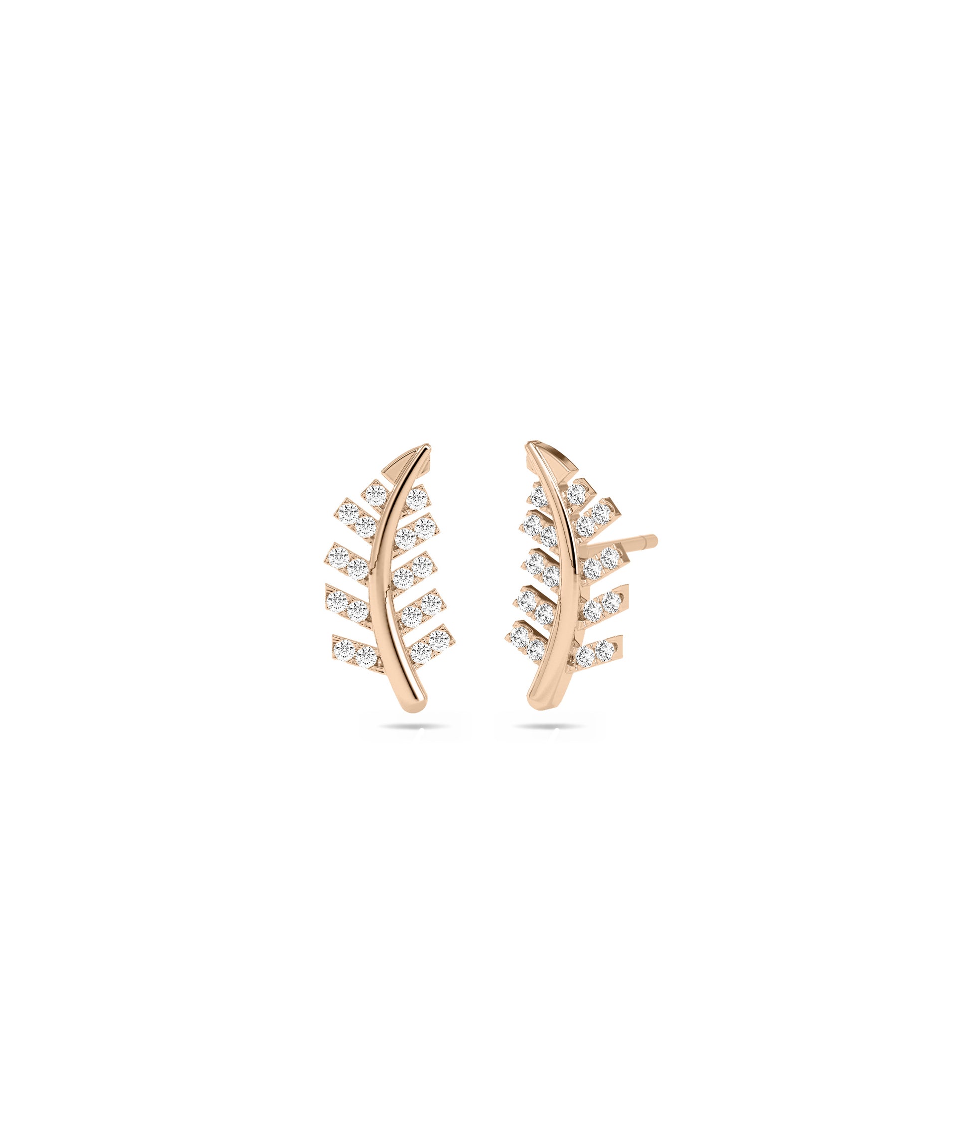 Diamond Leaf Studs | Minimalist Diamond Earrings