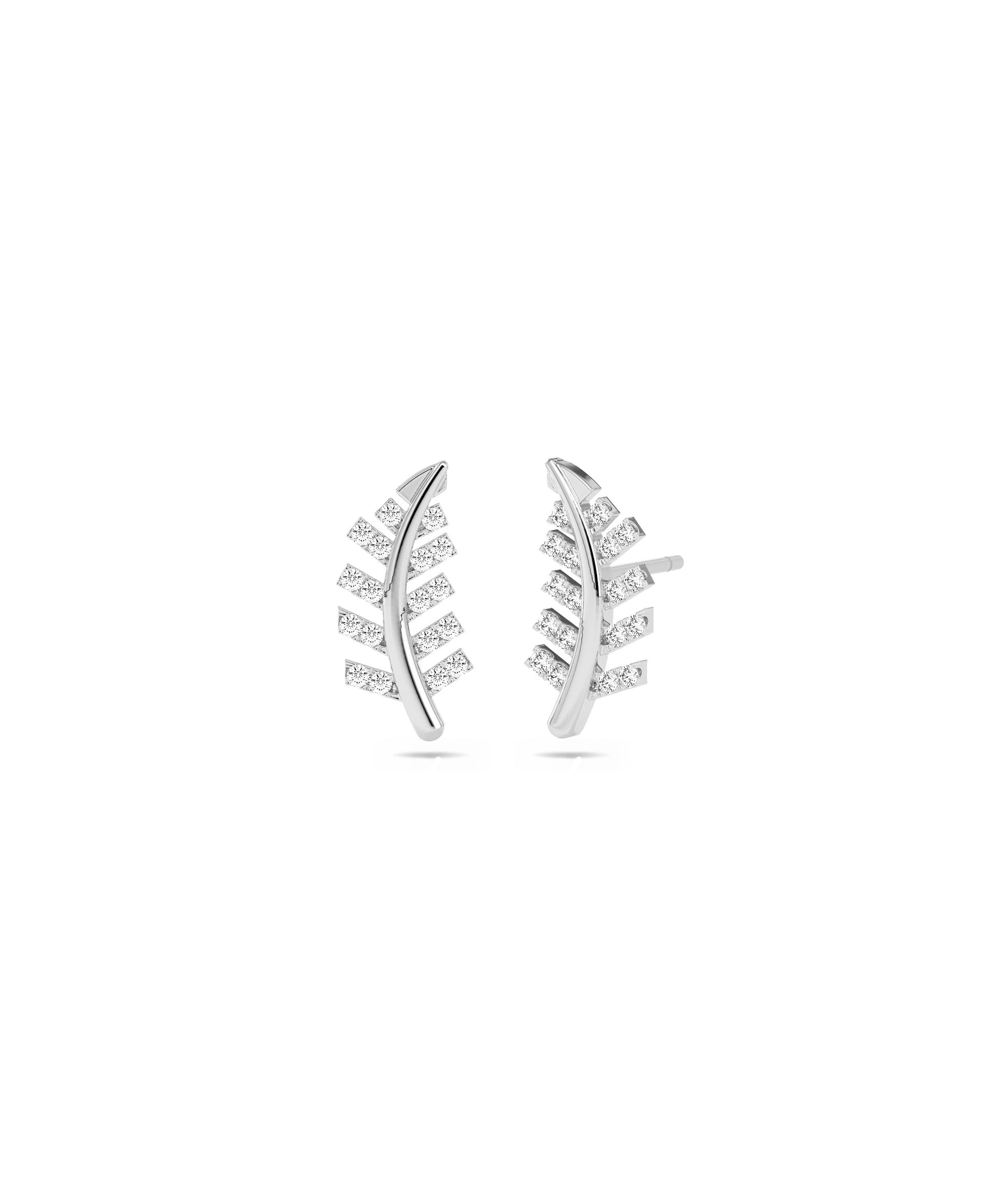 Diamond Leaf Studs | Minimalist Diamond Earrings