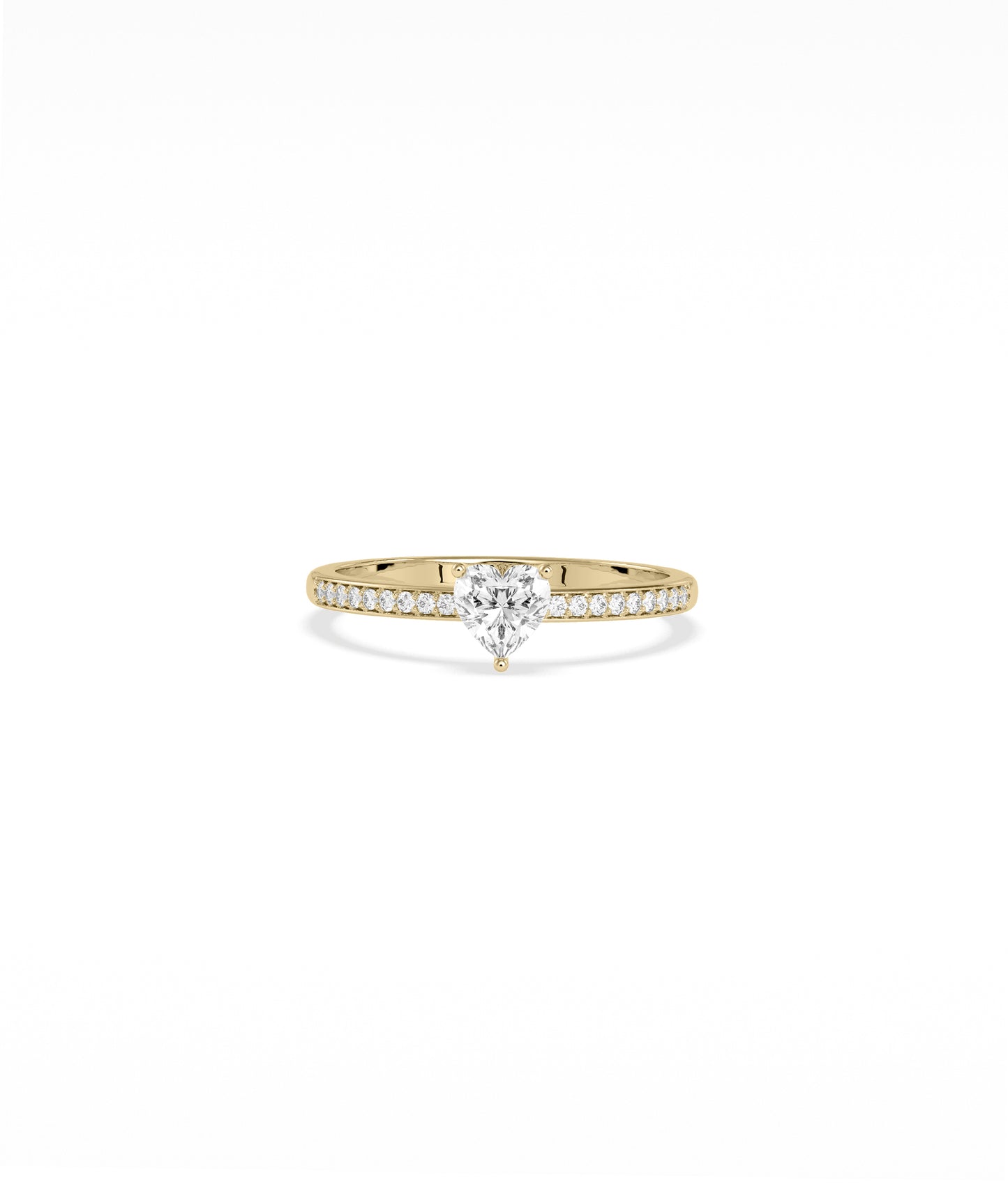 Diamond Solitaire & Pave Band Ring - Elegant Diamond Band