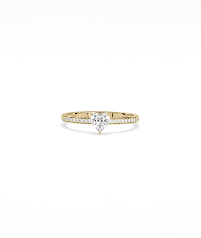 Diamond Solitaire & Pave Band Ring - Elegant Diamond Band