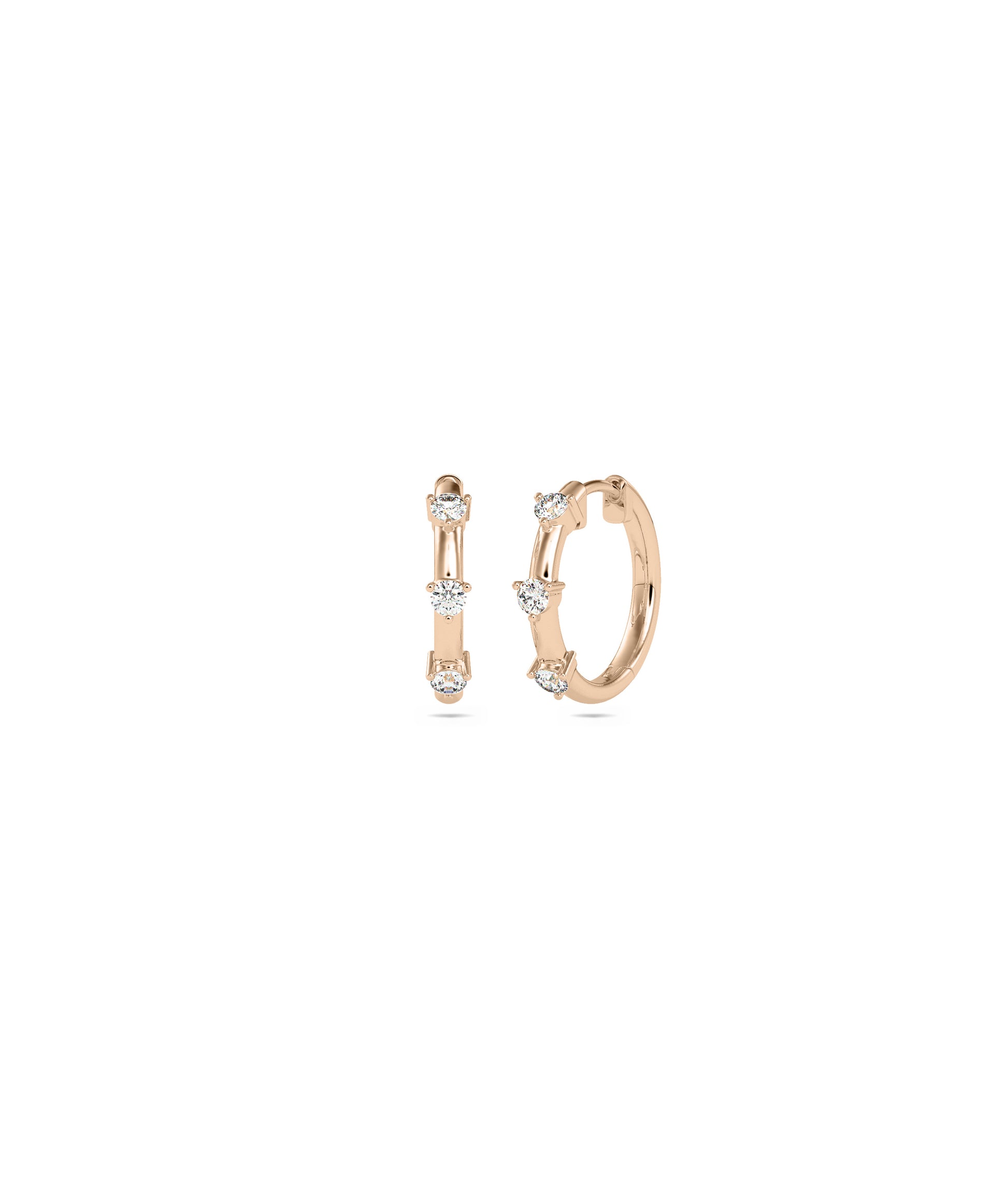 Diamond Station Hoop Earring | Diamond Earrings