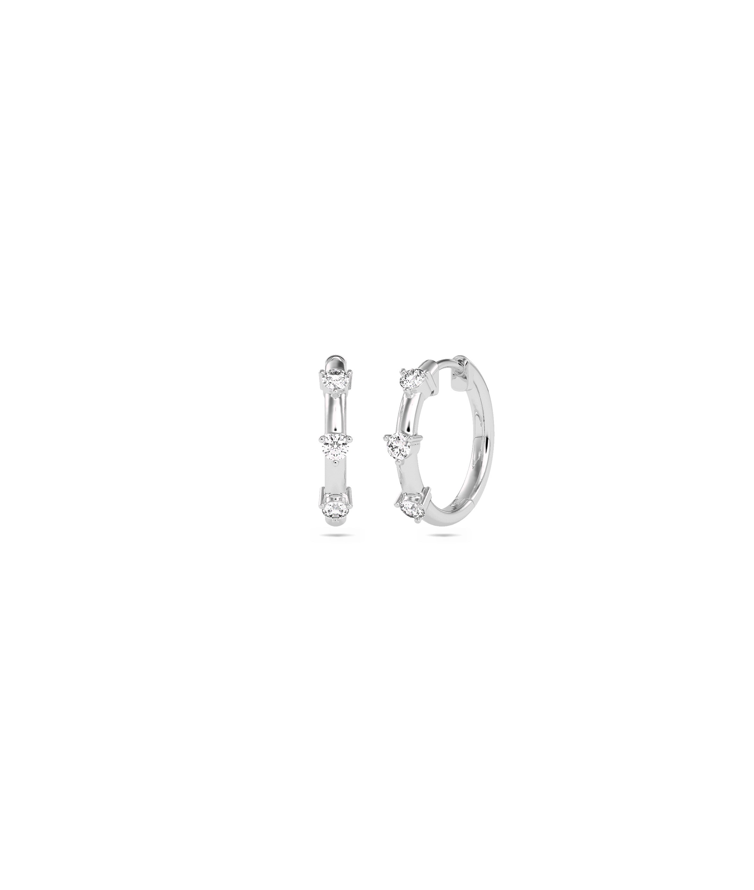 Diamond Station Hoop Earring | Diamond Earrings