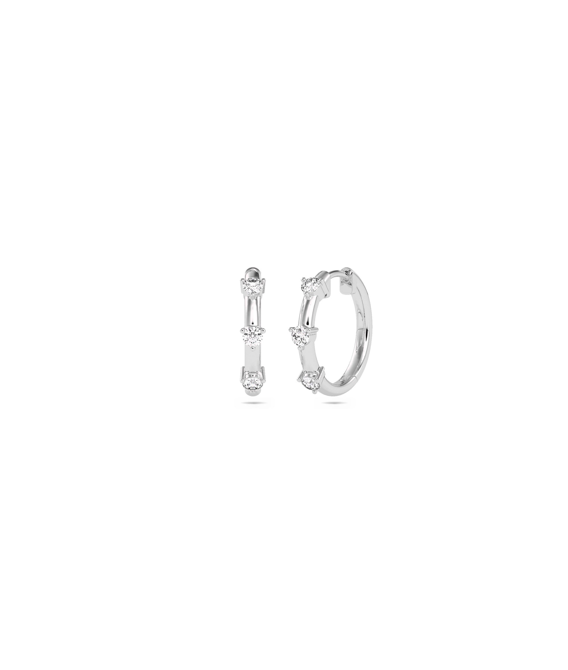 Diamond Station Hoop Earring | Diamond Earrings