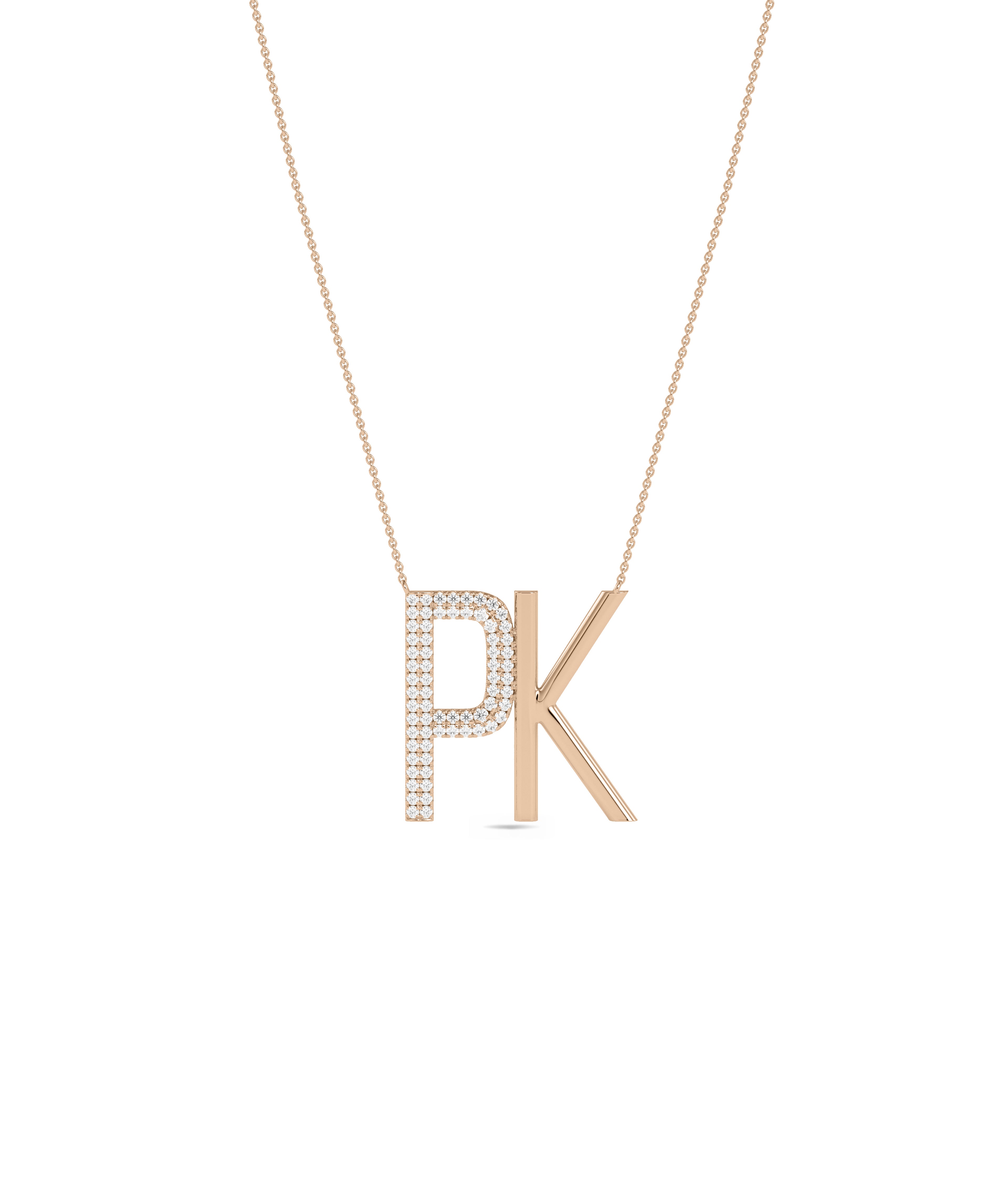 Custom Initials Necklace with Diamond Pave - Everyday Jewelry