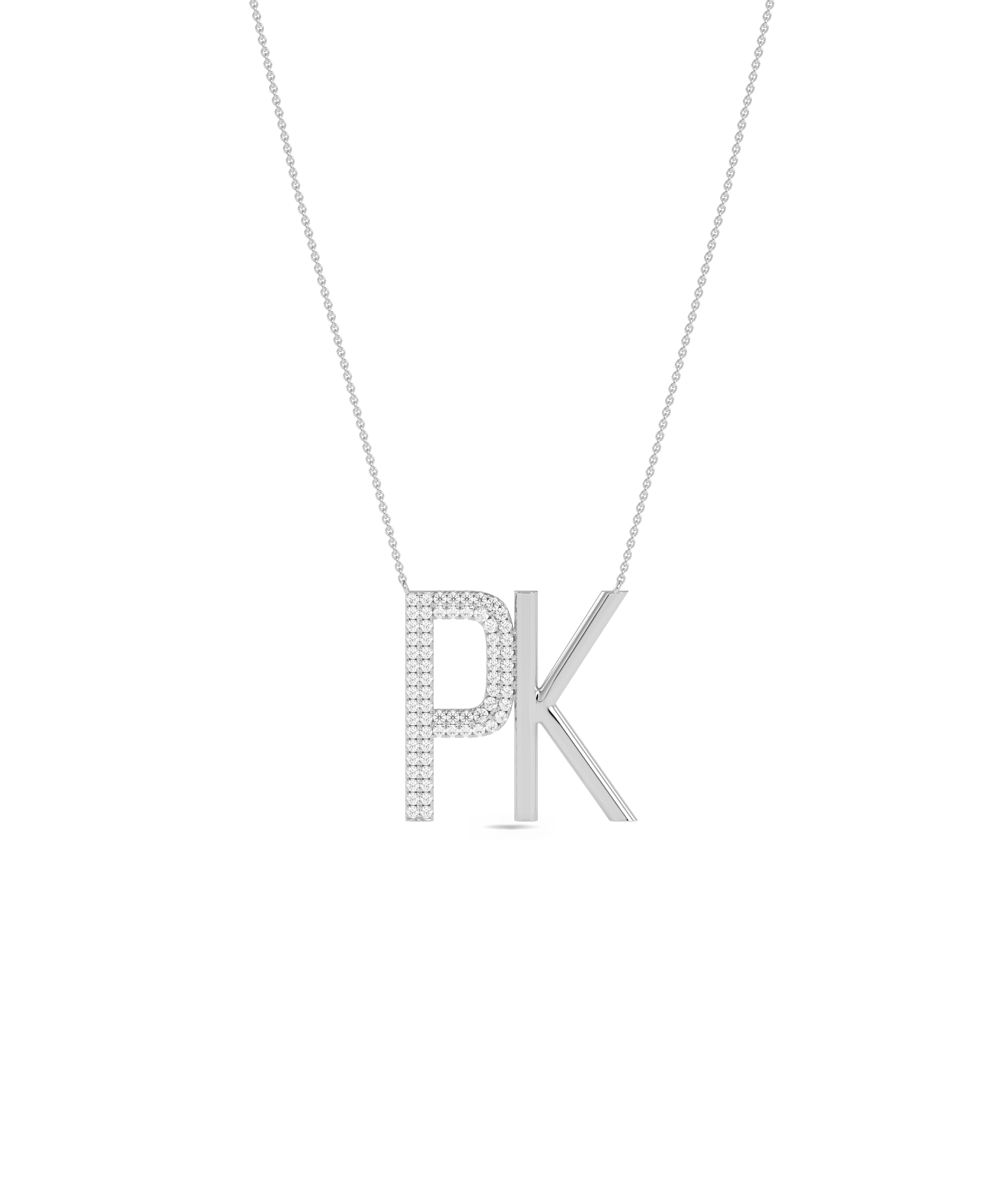 Custom Initials Necklace with Diamond Pave - Everyday Jewelry