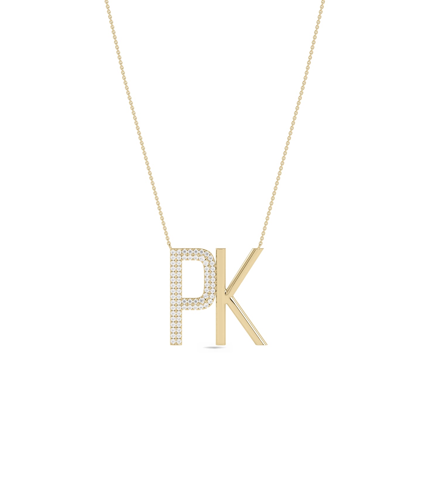 Custom Initials Necklace with Diamond Pave - Everyday Jewelry