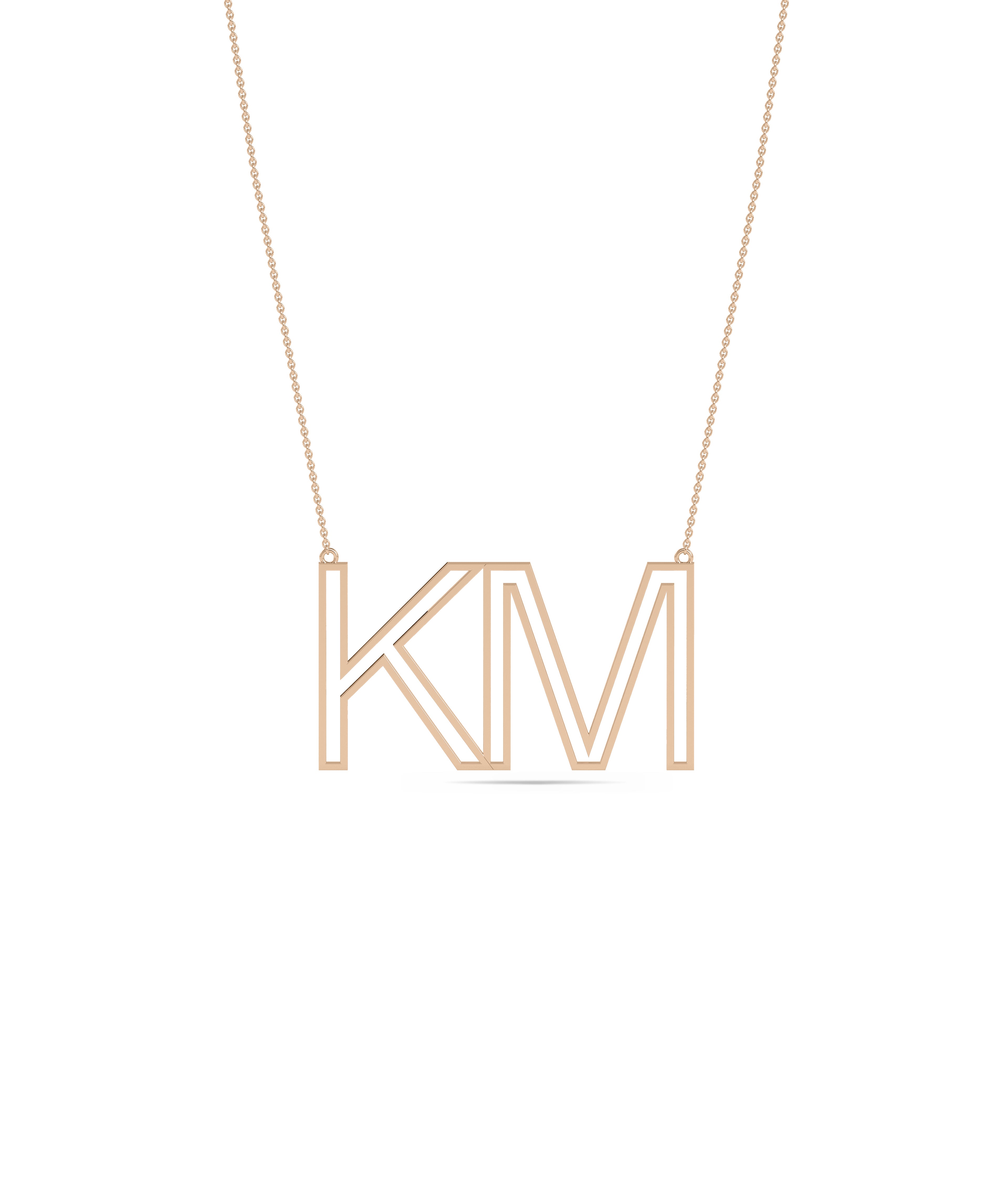 Custom Gold Outline Initials Necklace