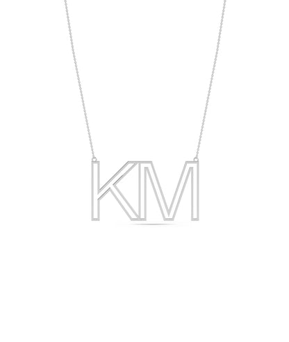 Custom Gold Outline Initials Necklace