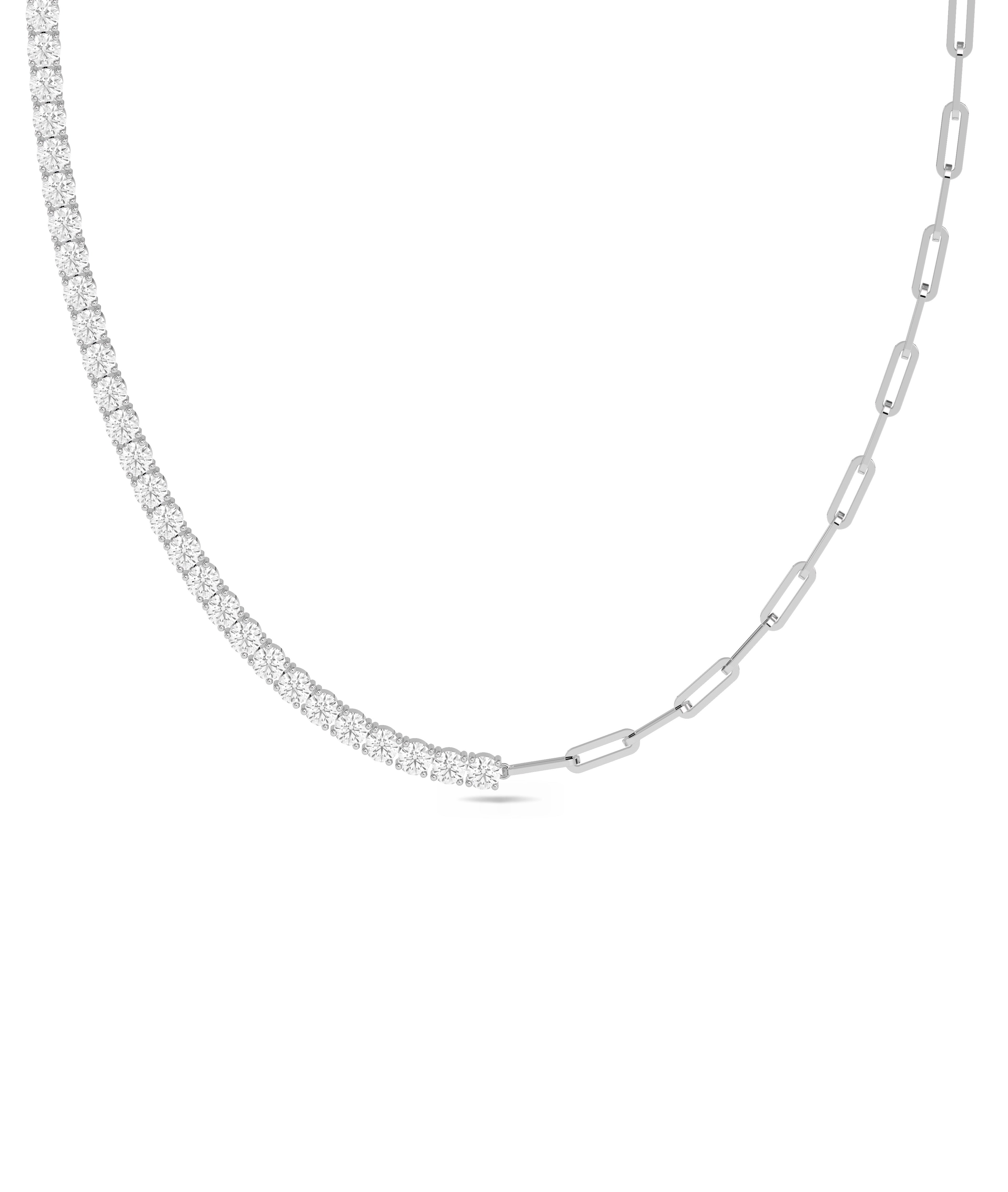 Diamond Tennis Paper Clip Necklace - Everyday Jewelry