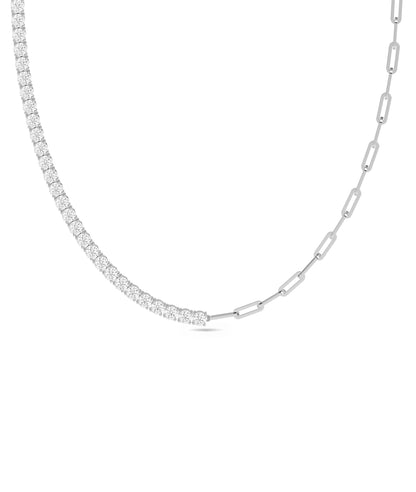 Diamond Tennis Paper Clip Necklace - Everyday Jewelry