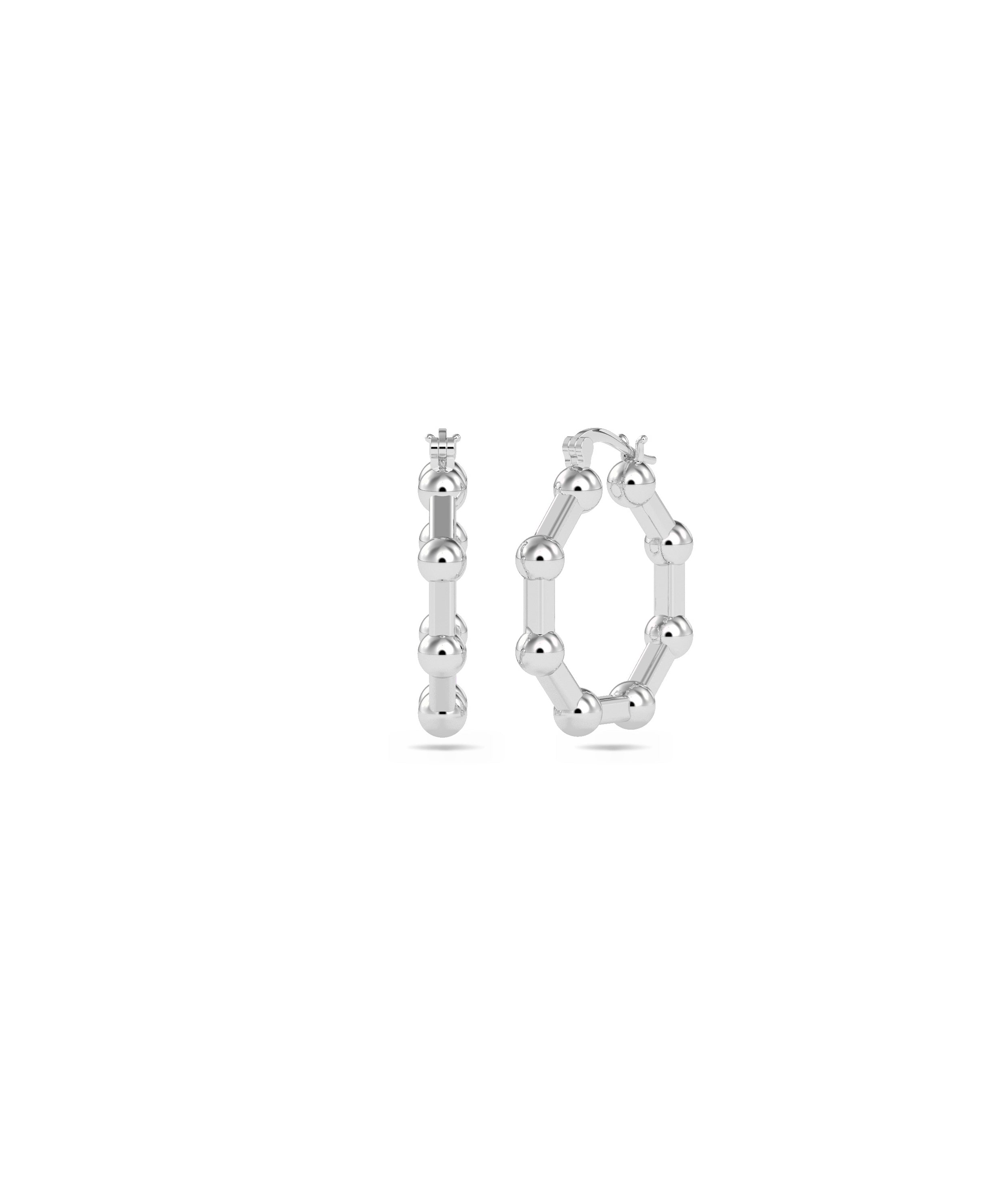 Gold Bead Station Hoop Earring | Diamond Earrings 