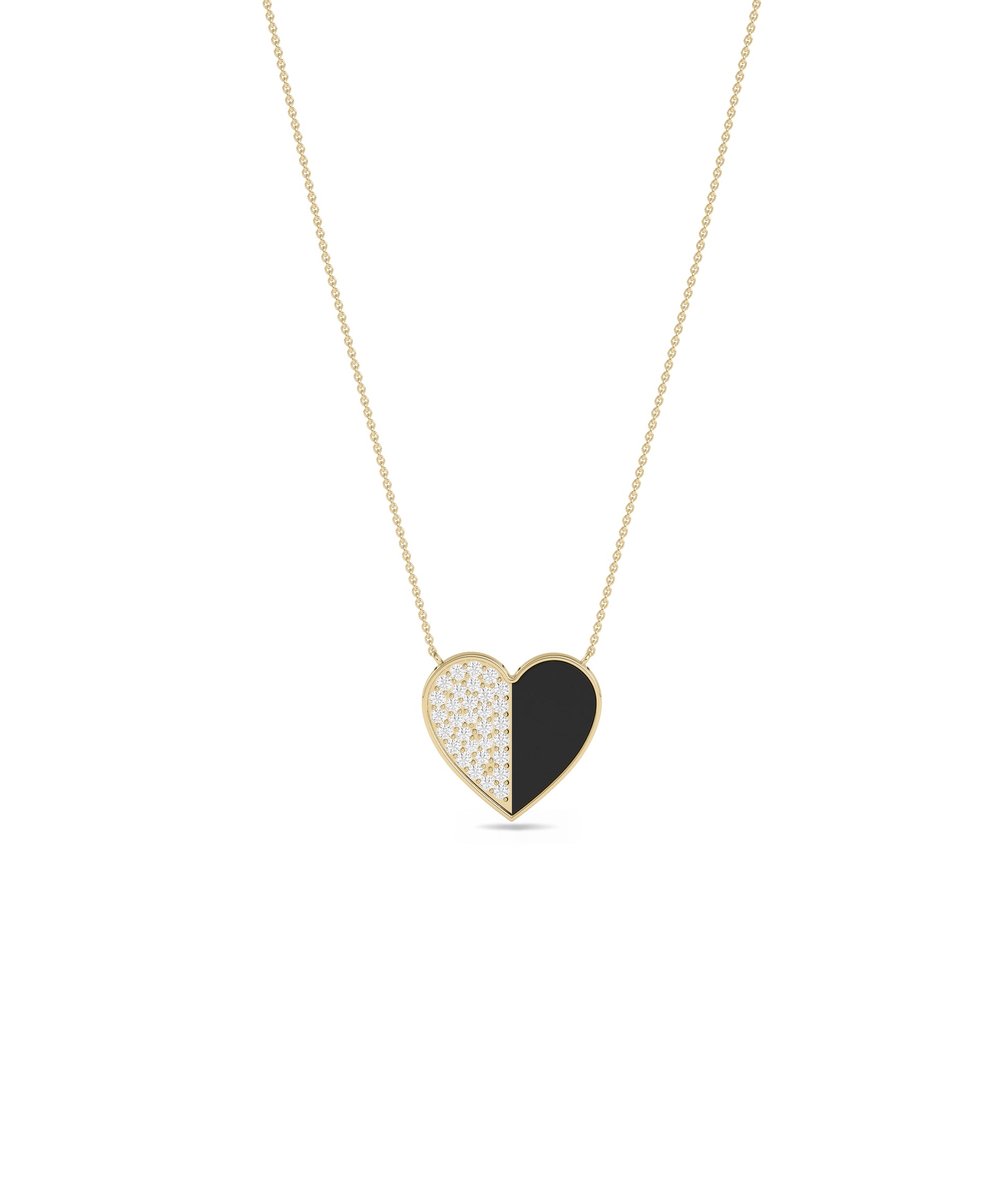 Half Diamond Pave Half Gemstone Heart Necklace | Diamond Necklaces