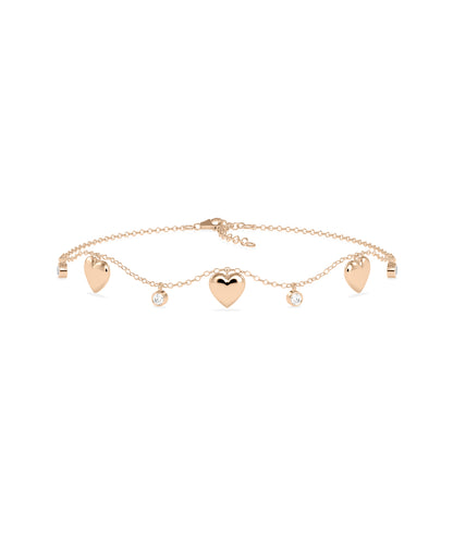 Heart Bubble & Diamond Cable Chain Bracelet | Diamond Bangle Bracelet