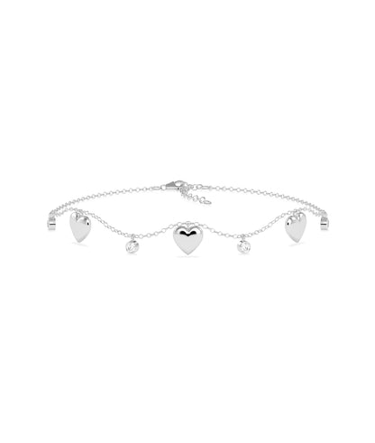 Heart Bubble & Diamond Cable Chain Bracelet | Diamond Bangle Bracelet