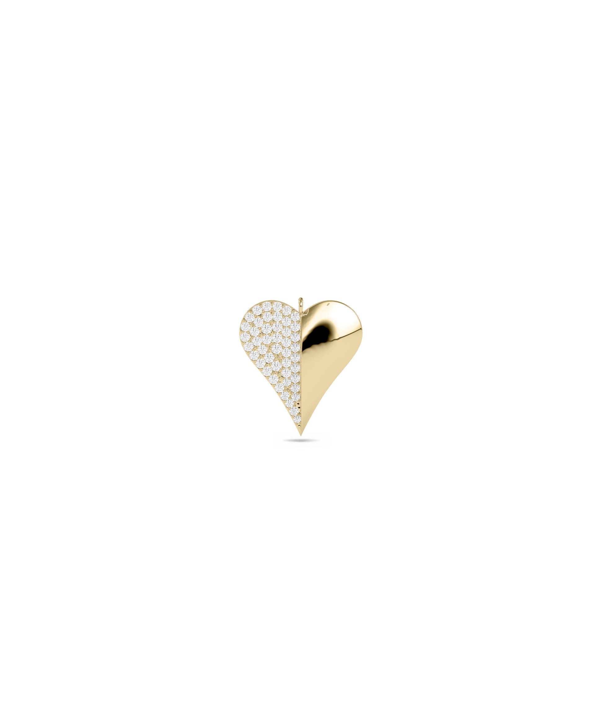 Half Diamond Pave Half Gold Diamond Charm - Everyday Jewelry