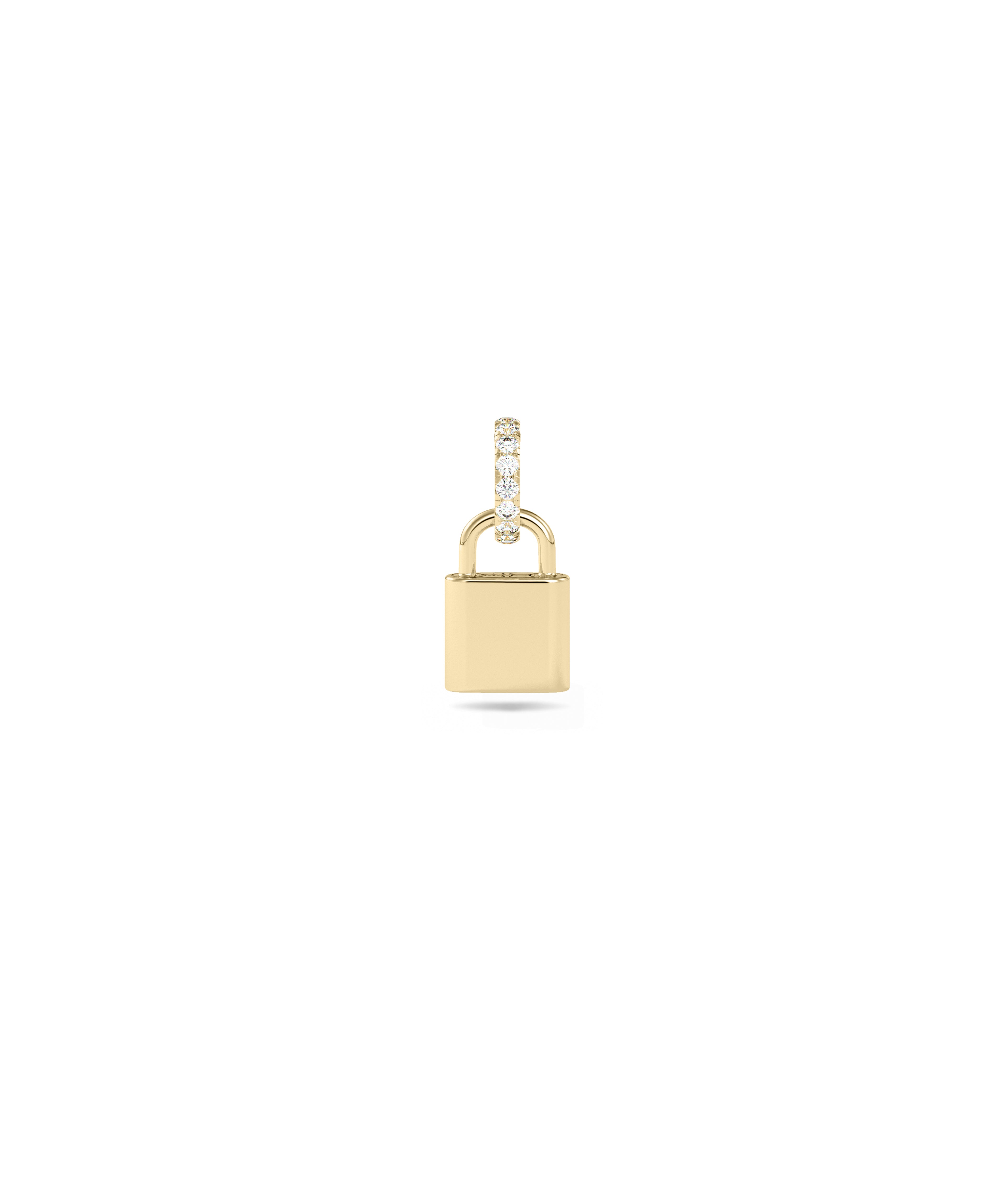 Gold Lock Charm with Diamond Bail Charm