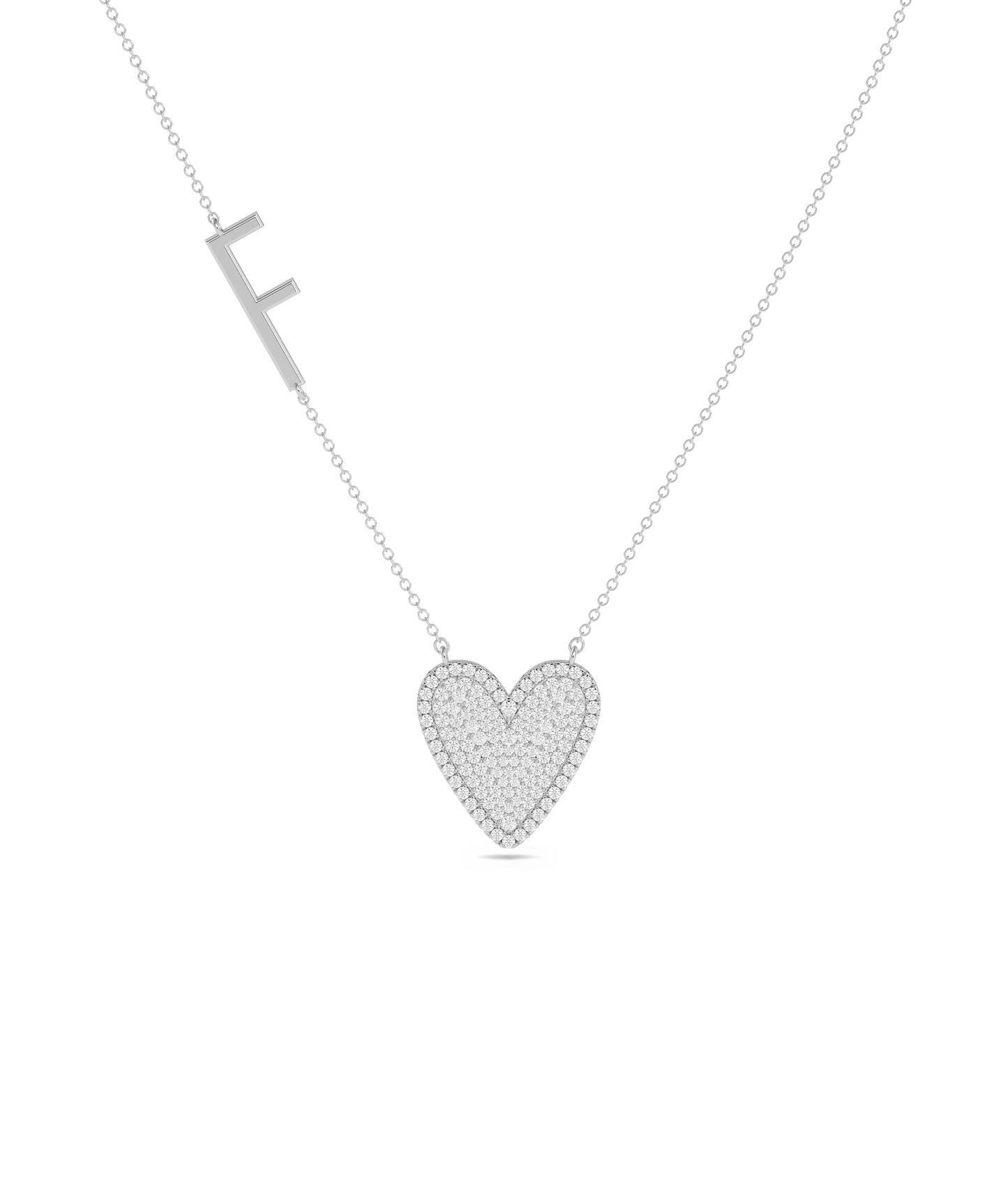 Diamond Heart & Gold Initial Necklace - Everyday Jewelry