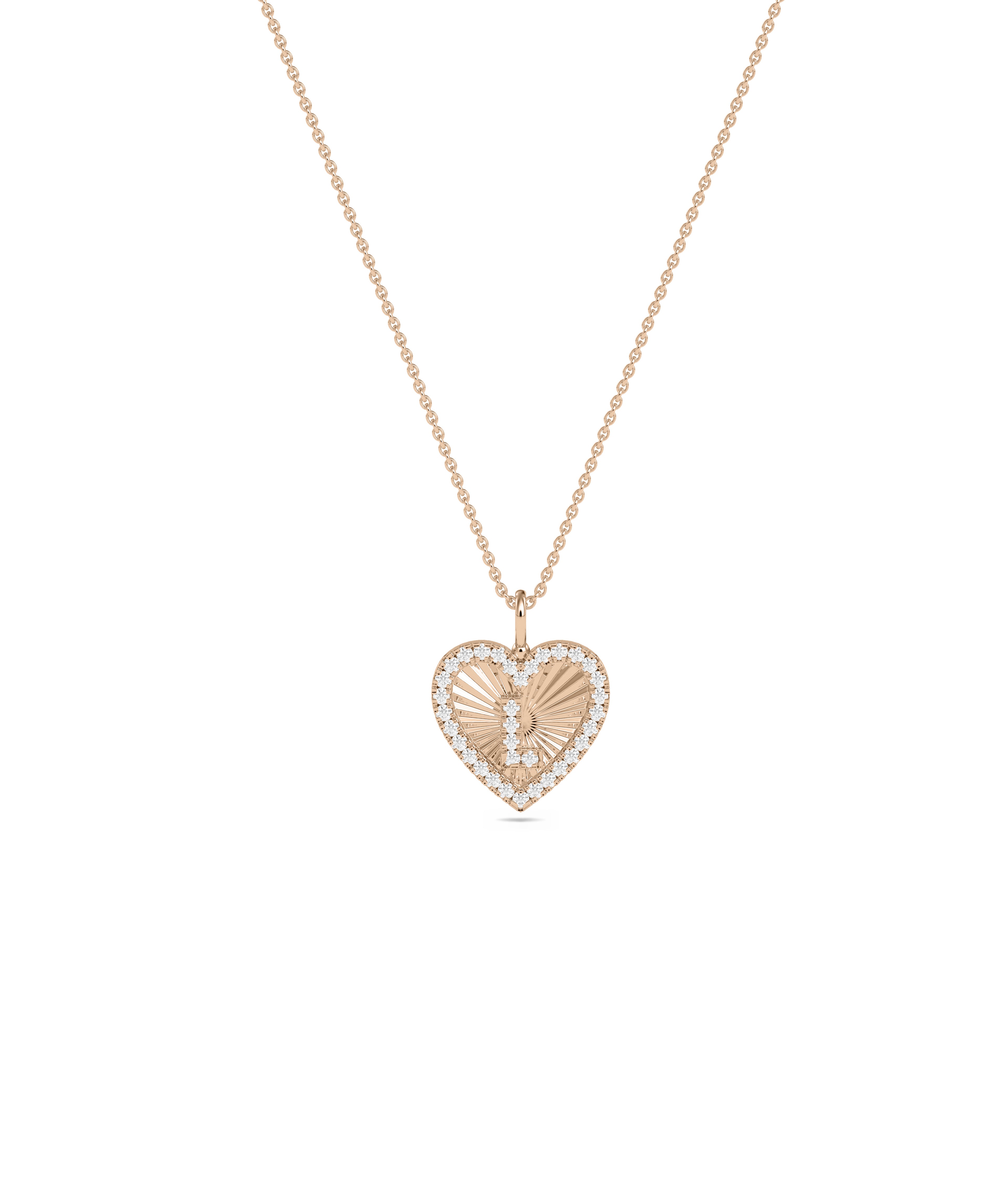 Diamond Heart Initial Necklace - Everyday Jewelry