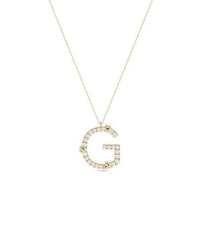 Diamond Pave Initial & Gold Heart Charm - Everyday Jewelry