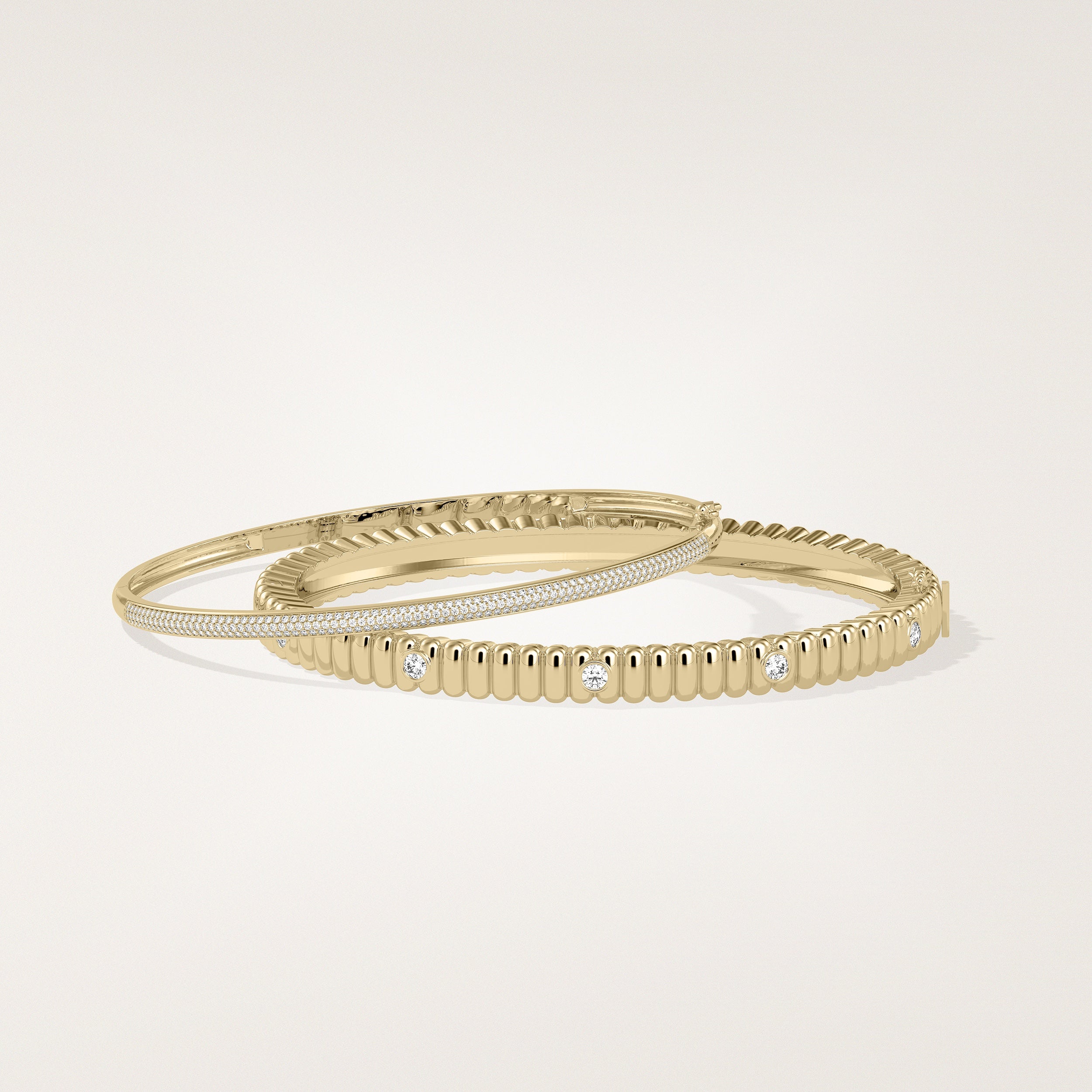 3 Row Diamond Pave Bangle | Diamond Band Rings