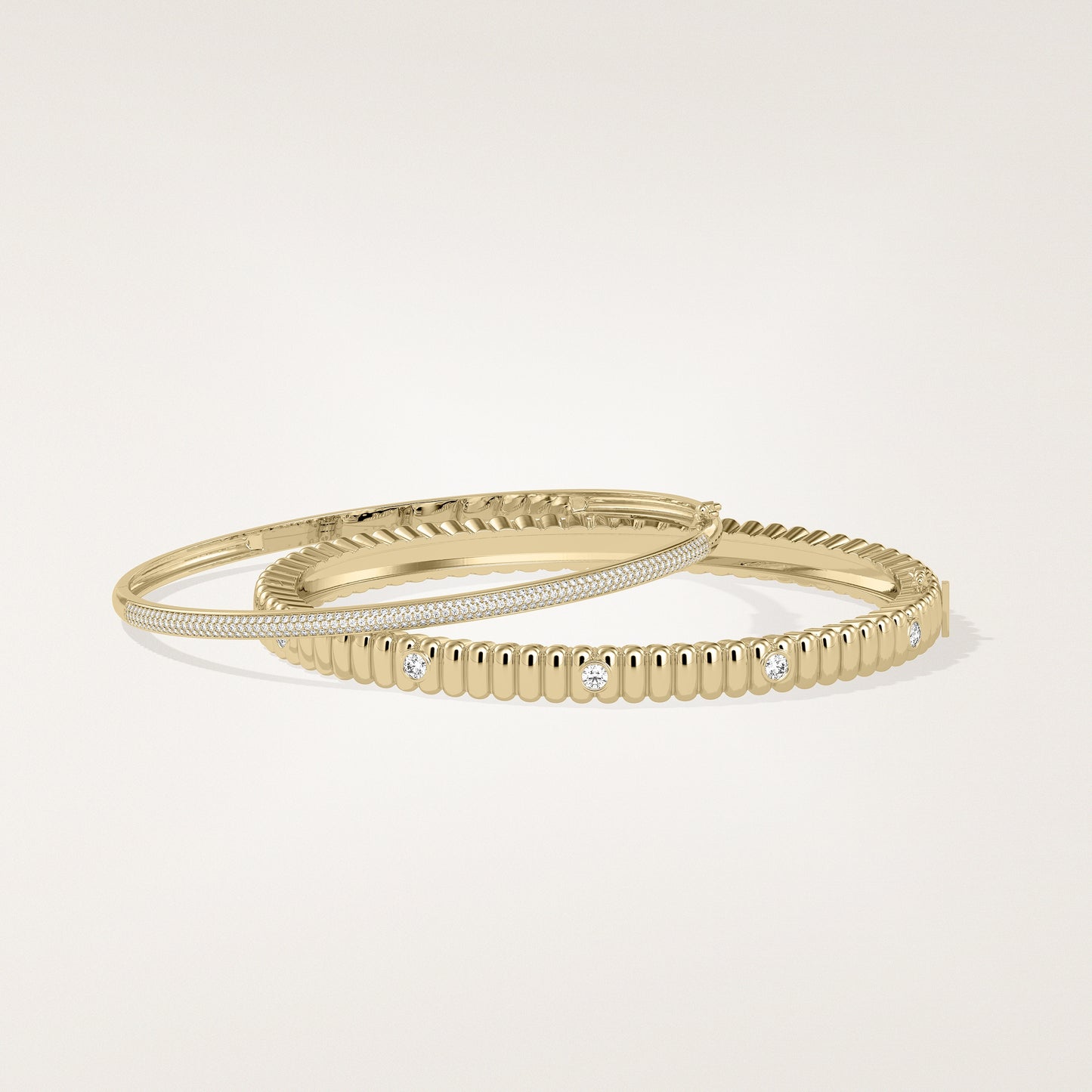 3 Row Diamond Pave Bangle | Diamond Band Rings