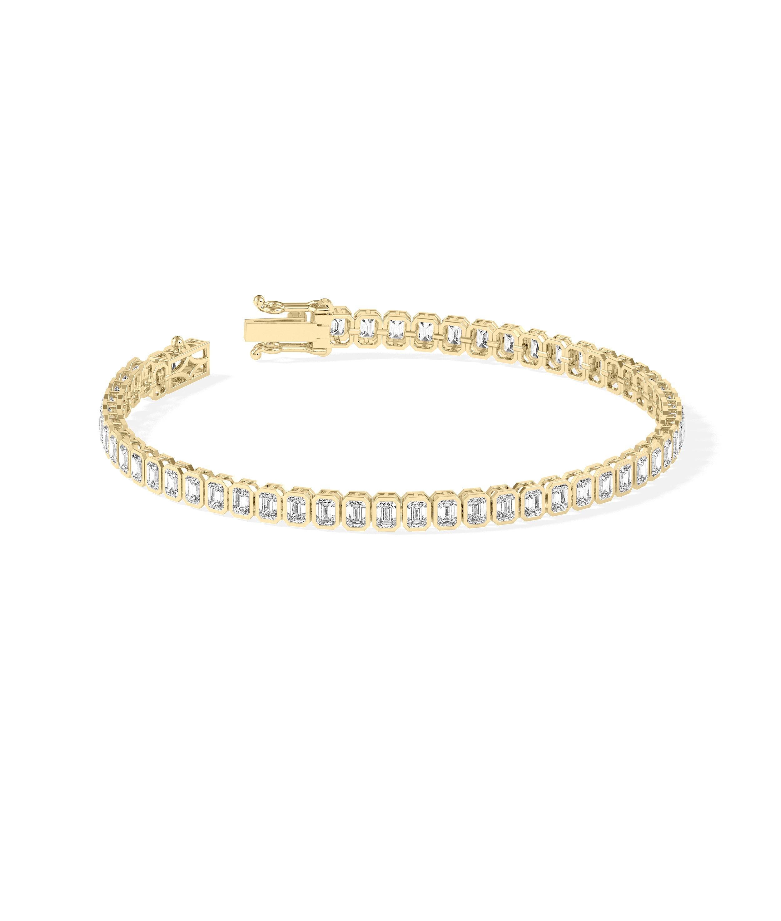 Diamond Emerald Cut Straight Line Bracelet